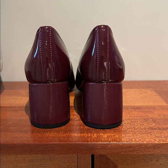 Vionic Carmel Crimson Syrah Crinkle Leather Pumps Burgundy Block Heels Size 10 - Picture 3 of 9
